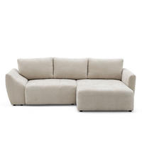 ECKSOFA NICE L Rechts mit Schlaffunktion 137x204 Chenille Beige - Beige/Schwarz, Holz/Textil (165/260cm) - Muffo