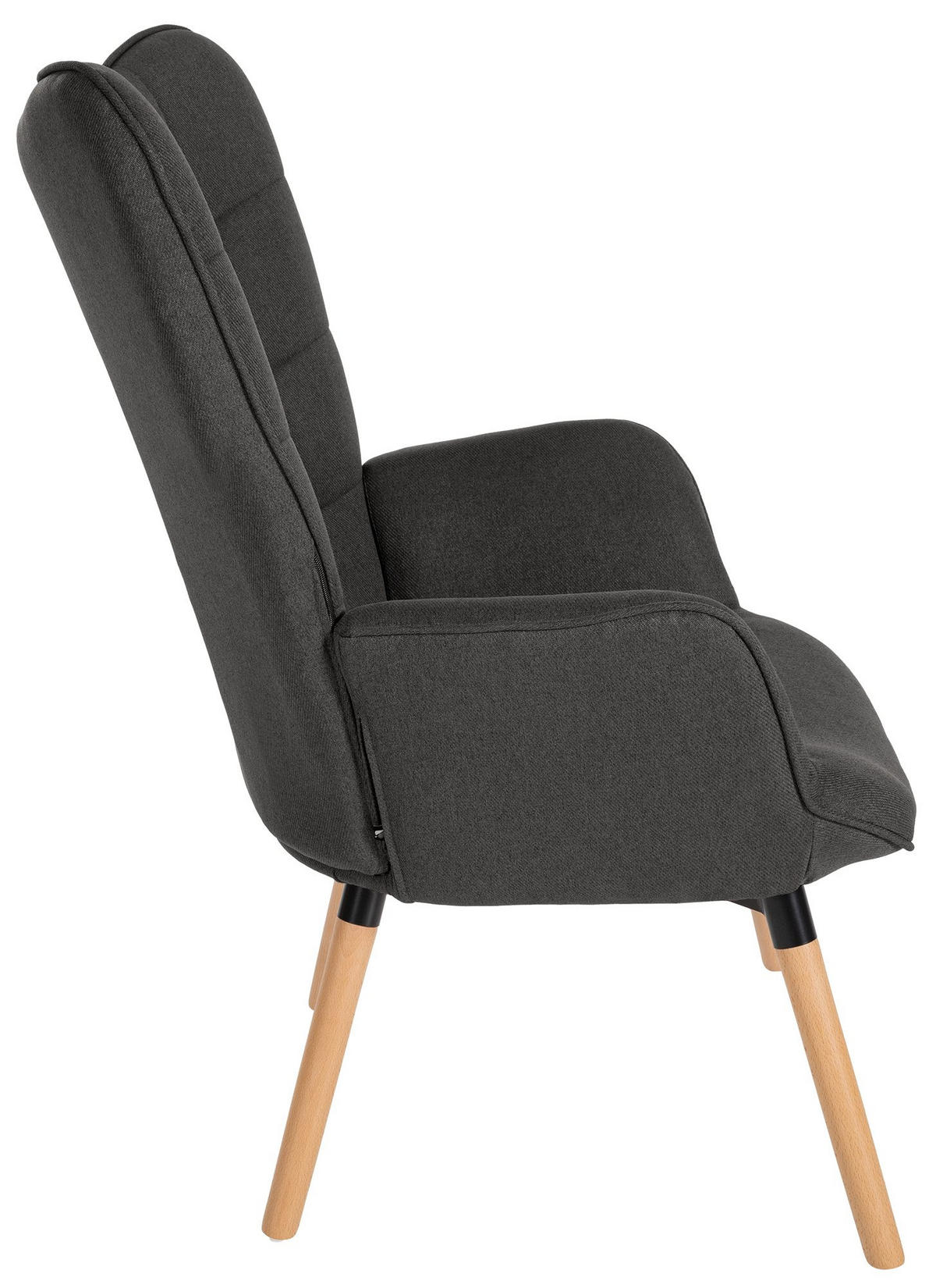 SESSEL Stoff dunkelgrau - Eukalyptusholzfarben/Dunkelgrau, Holz/Textil (68/101/73cm) - CLP