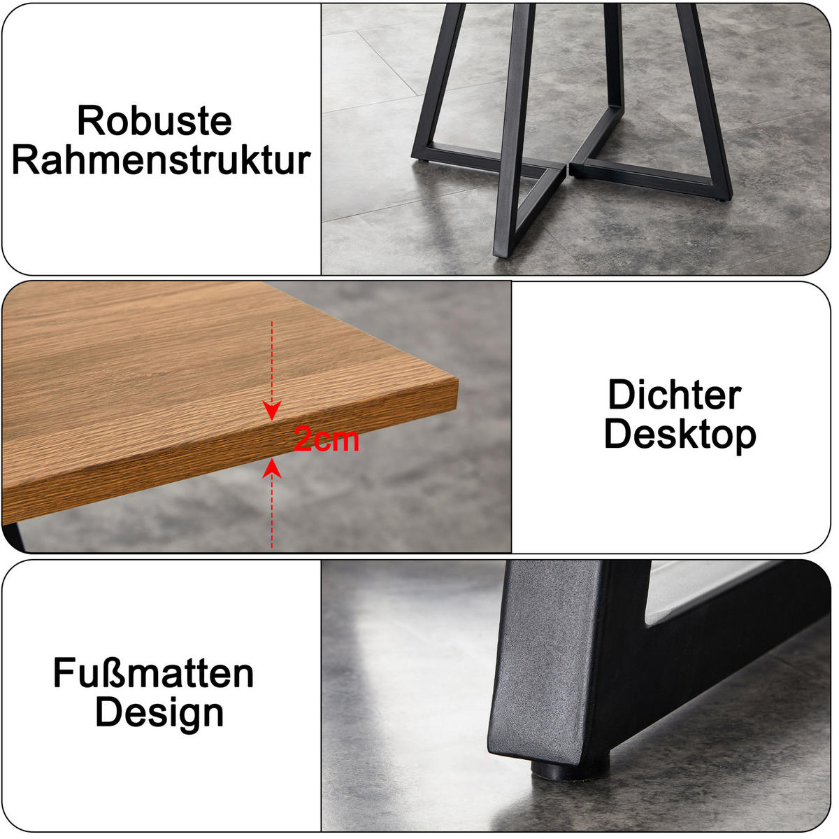 ESSTISCH aus Holz und Metall 80x80x75 cm Schwarz/Braun für 4 Personen, vielseitig und platzsparend - Schwarz, Holzwerkstoff (80/80/75cm) - Modfu