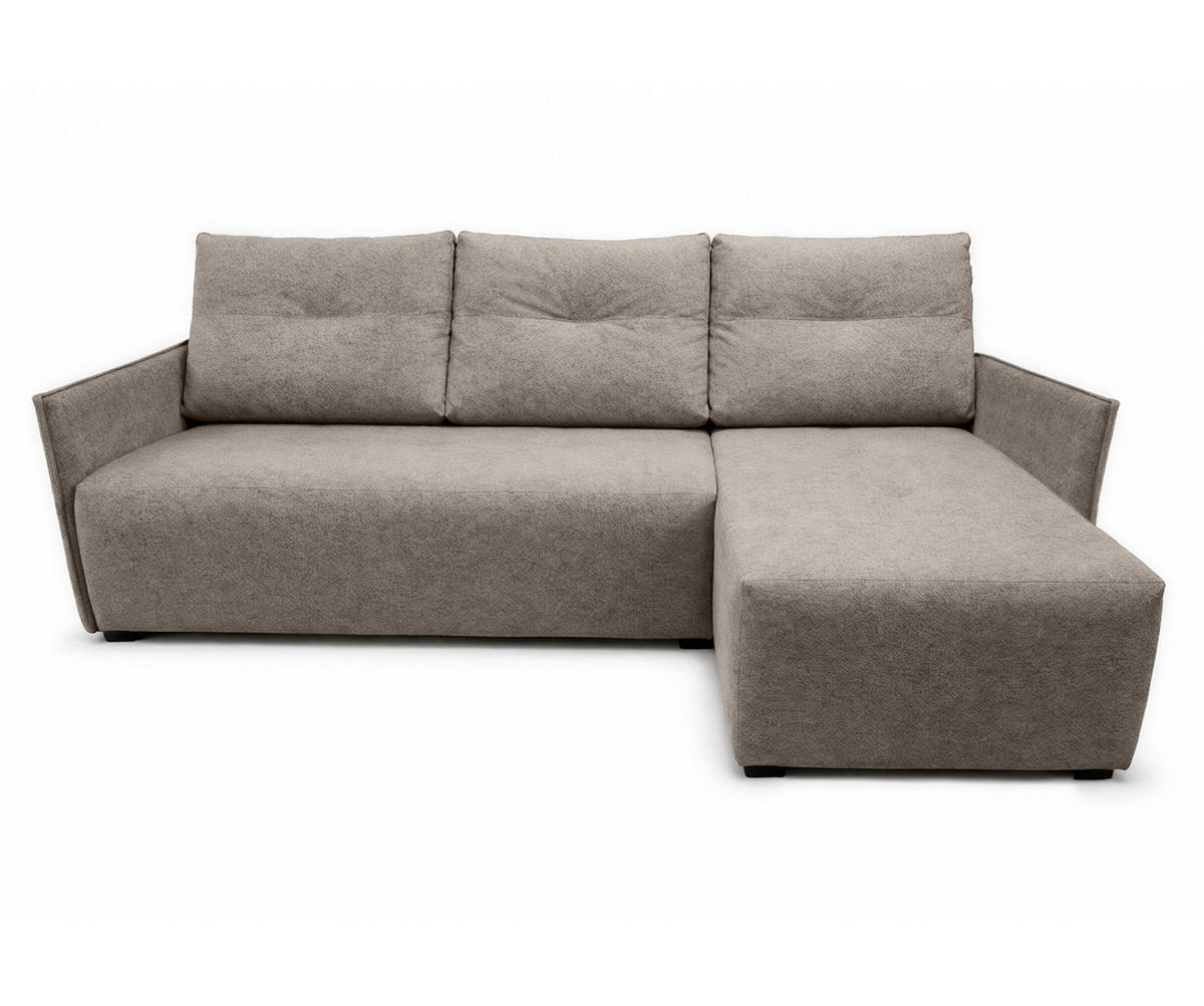 ECKSOFA L Form Damascus Hellbraun 212/143/88 cm Rechts mit Schlaffunktion - Hellbraun/Schwarz, Kunststoff/Textil (212/143cm) - AX Living