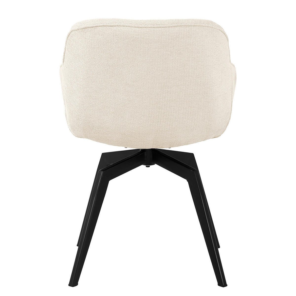 DREHBARER ARMLEHNENSTUHL - 2er-Set - Chenille / Eisen - Creme/Schwarz, Textil/Metall (59/84/64cm) - home24