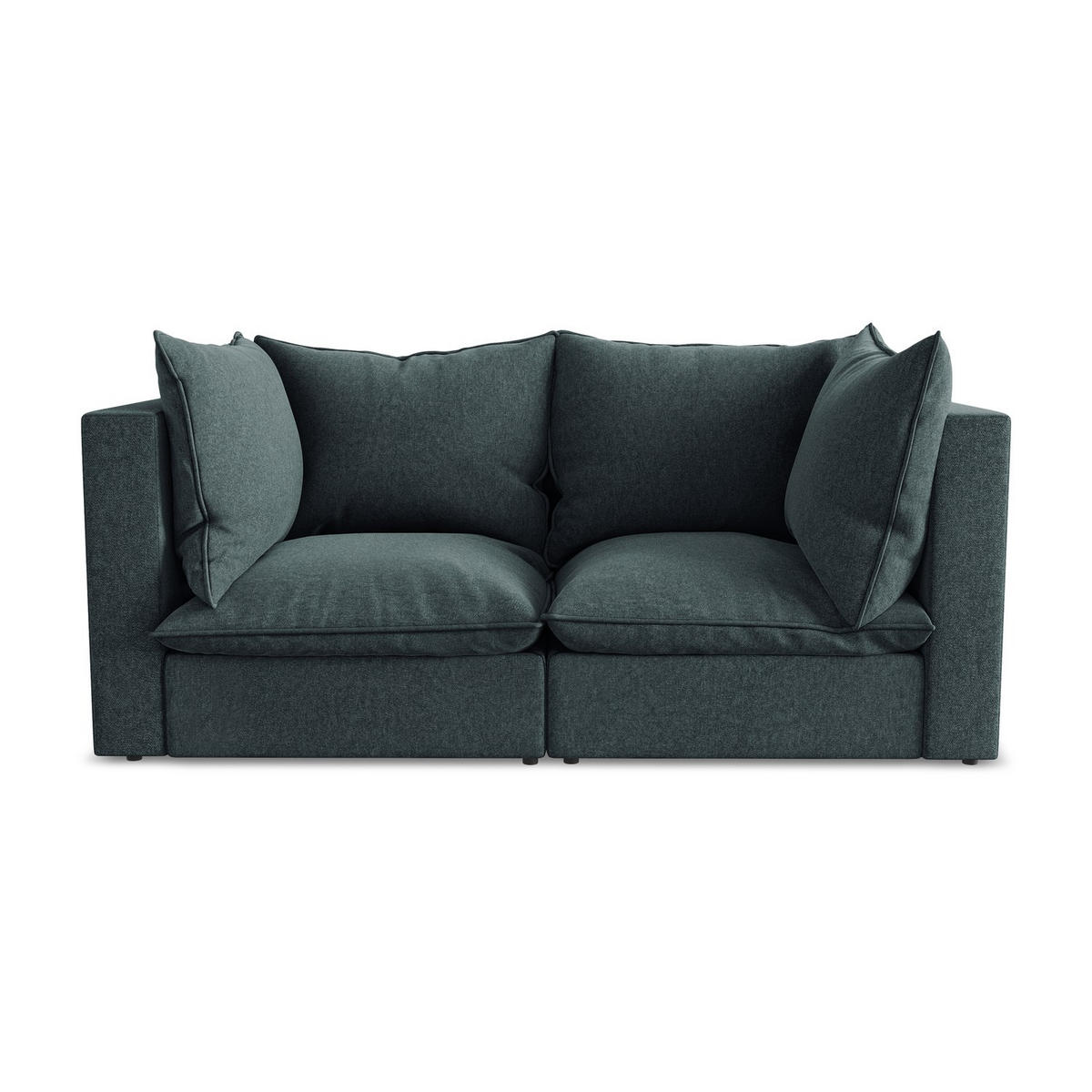 2-SITZER SOFA Samt Stoff Blau - Blaugrau/Schwarz, Holzwerkstoff/Kunststoff (180/77/90cm) - LaMiaSofa