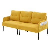 3-SITZER Sofa mit Seitentaschen, Metallgestell & Leinenstoff, 171cm, Gelb - Gelb/Schwarz, Textil/Metall (171/80/72cm) - LVHOM