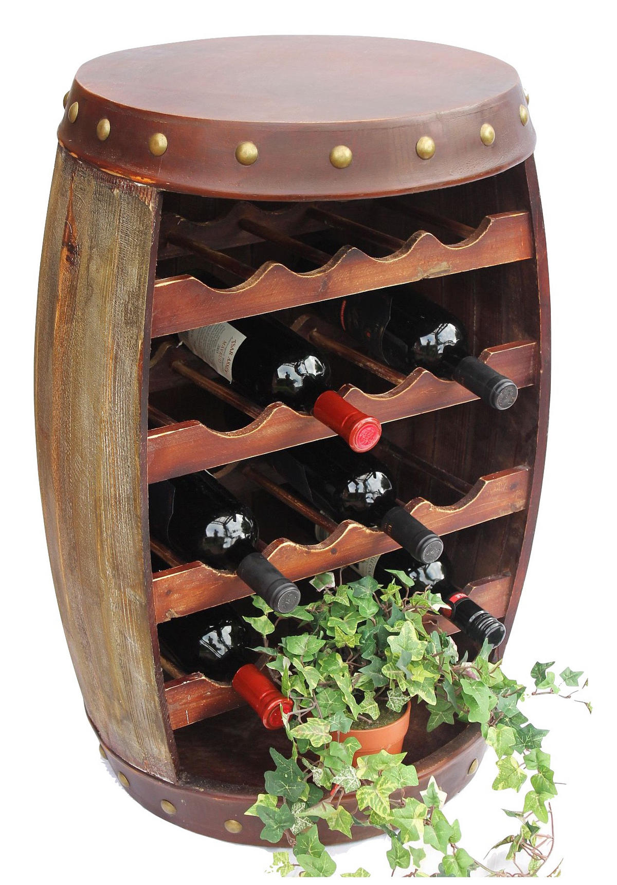 WEINREGAL Holz mit Ablage Weinfass 70 cm 1546 - Braun, Holz (48/70/48cm) - DanDiBo