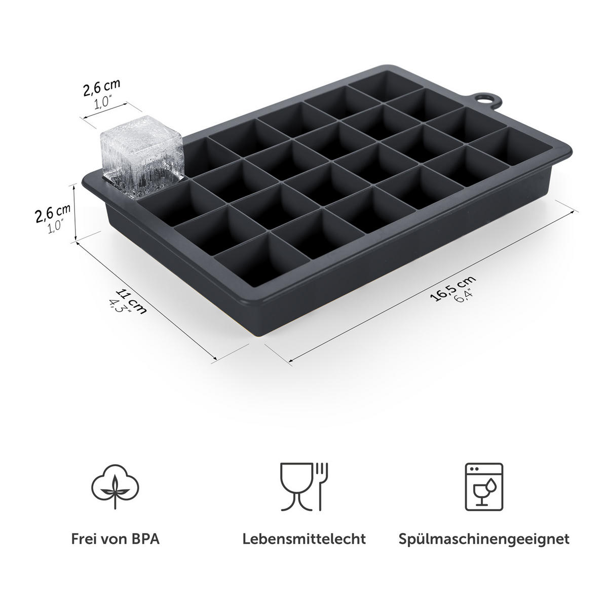 EISWÜRFELFORM Silikon, BPA-Frei, 2x24, Schwarz - Schwarz, Kunststoff (16.5/2.6/11cm) - Blumtal