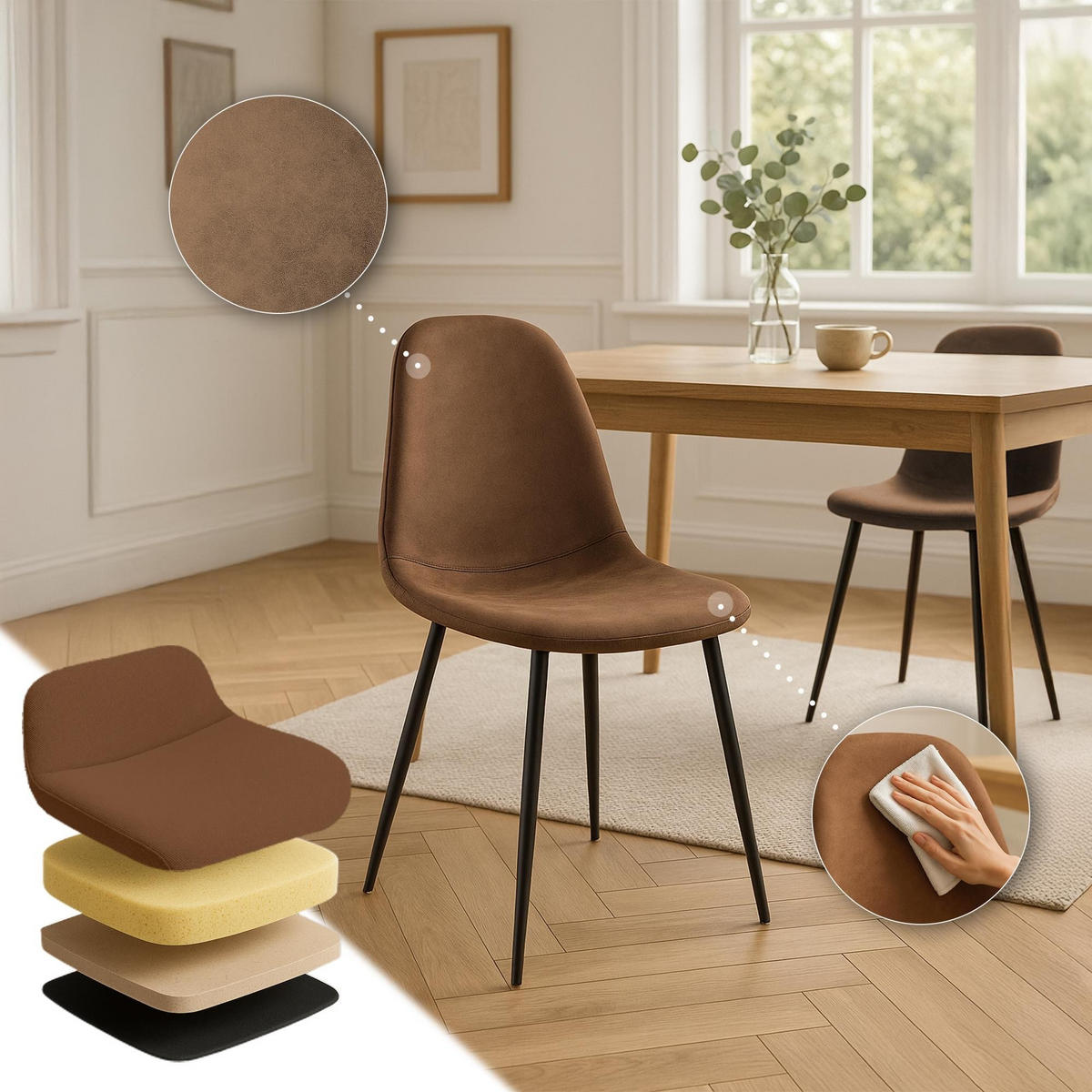 ESSZIMMERSTUHL Napier 88x44x51 cm braun - Braun, Textil (44/88/51cm) - furnicato