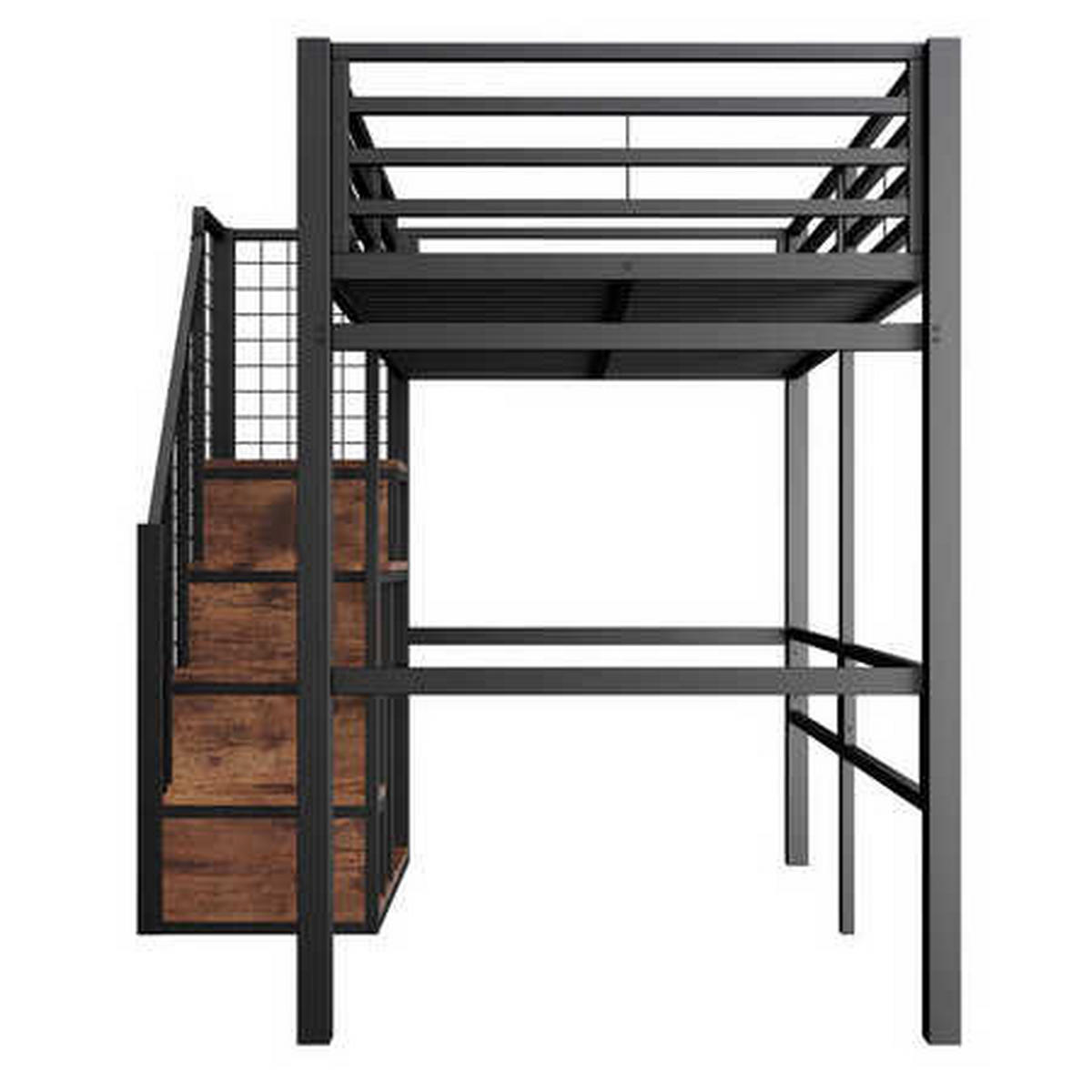 HOCHBETT 90x200 Schwarz Metall Leiter Ablage - Schwarz, Metall (90/200cm) - FLIEKS
