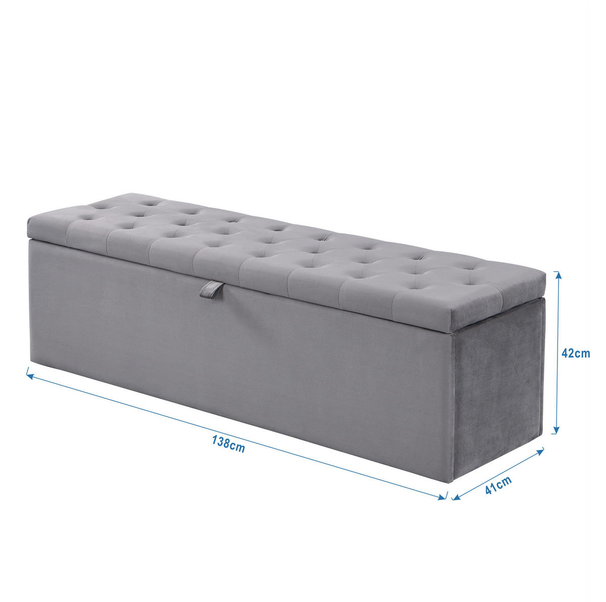 SAMT-POLSTERBETT 140/200 cm mit Bettkasten, Lattenrost und Polsterbank - Grau, Textil (140/200cm) - BEAOK