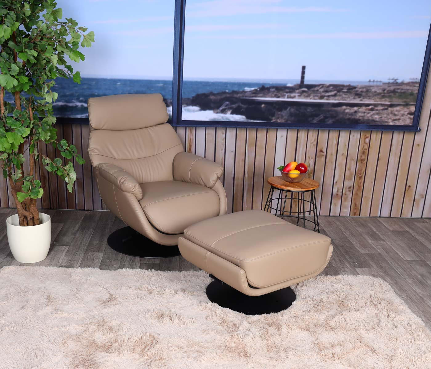 RELAXSESSEL MIT HOCKER taupe - Taupe, Textil (78/99/80cm) - MCW