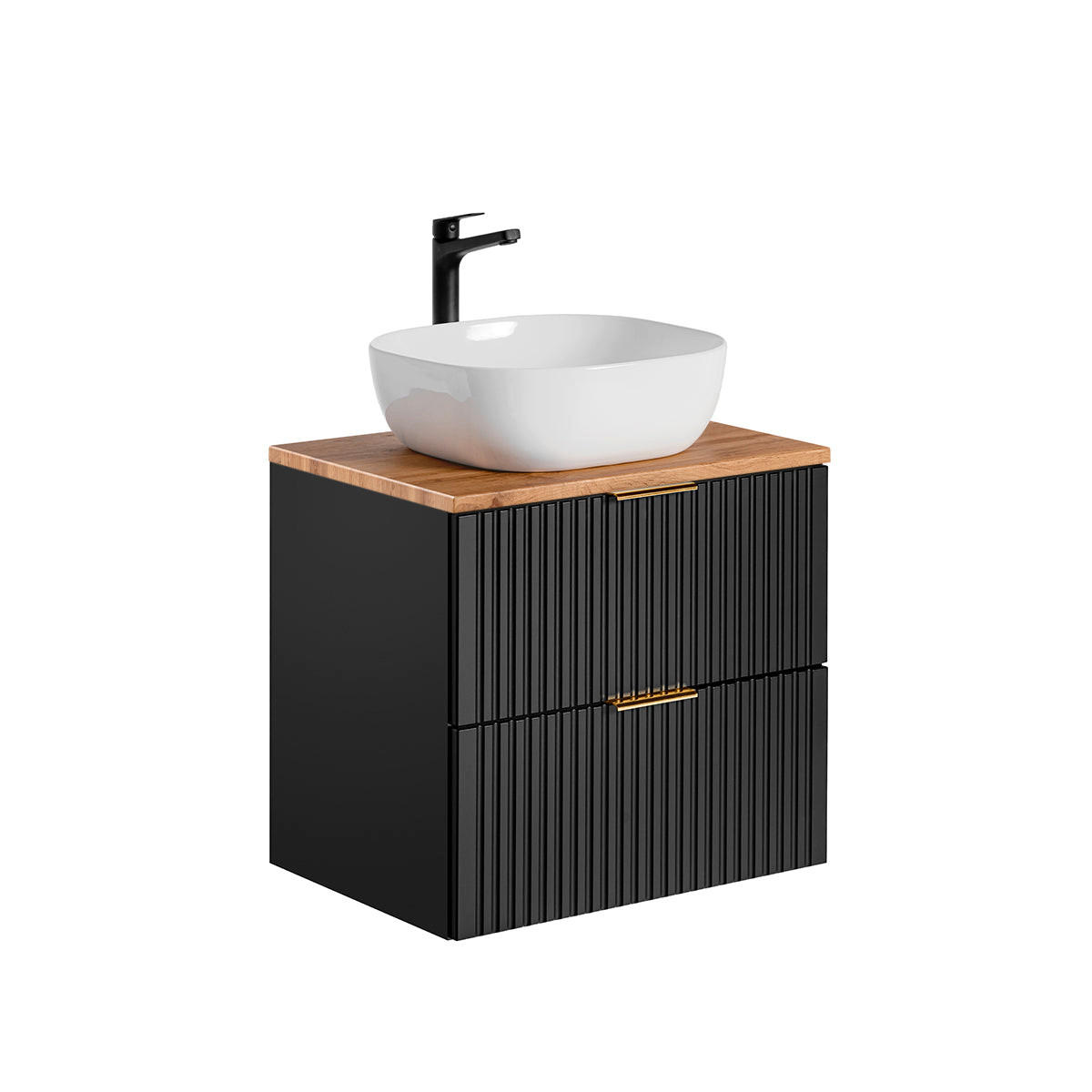 BADMÖBEL 60.6cm Adriel 2er-Set Schwarz - Schwarz, Holzwerkstoff (60.6/59/46cm) - Petits-meubles