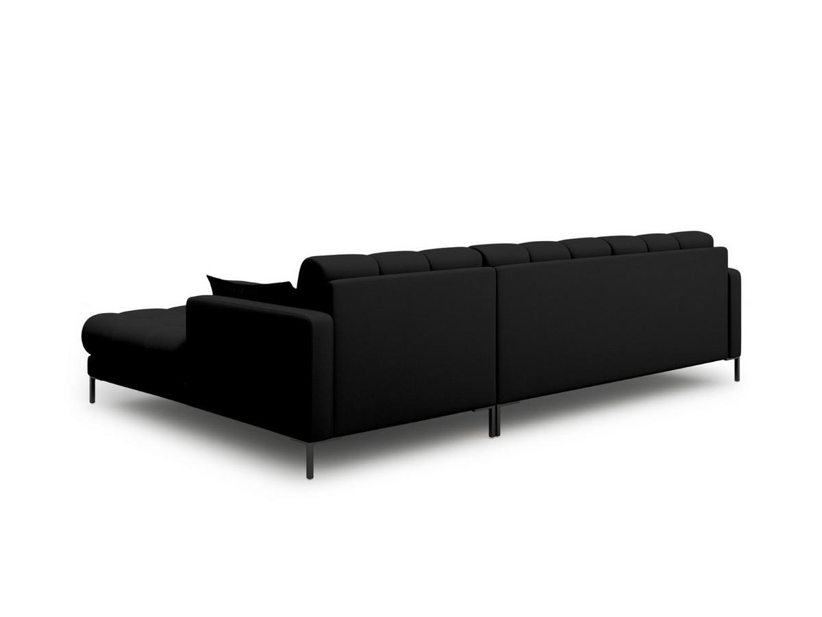 ECKSOFA rechts Mamaia aus strukturiertem Stoff schwarz 5 Sitzplätze - Schwarz, Textil (185/293cm) - Micadoni