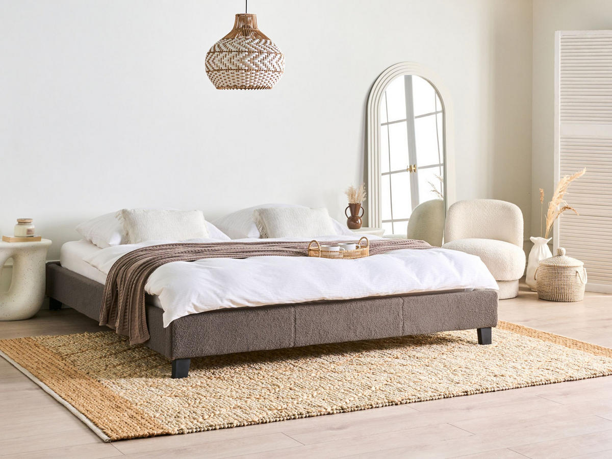 BETT 180/200 cm Taupe Roanne - Taupe/Braun, Textil (180/200cm) - Beliani