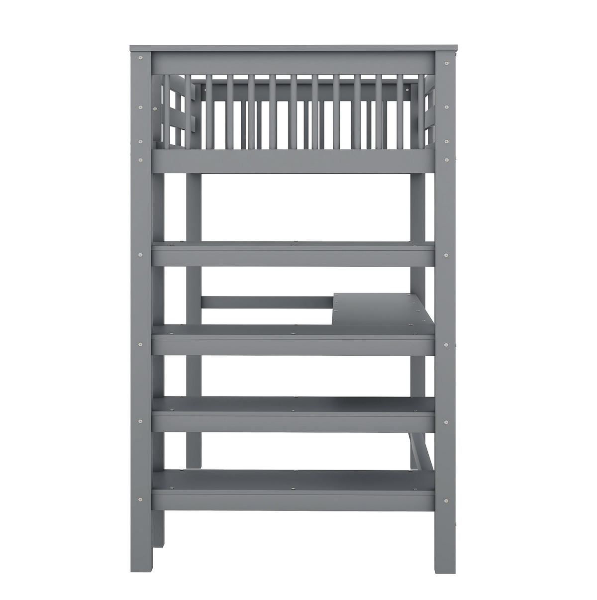 HOCHBETT 90/200 cm aus Kiefernholz und MDF mit Schreibtisch und Ablagefächern Grau - Grau, Holzwerkstoff (90/200cm) - Modenvie