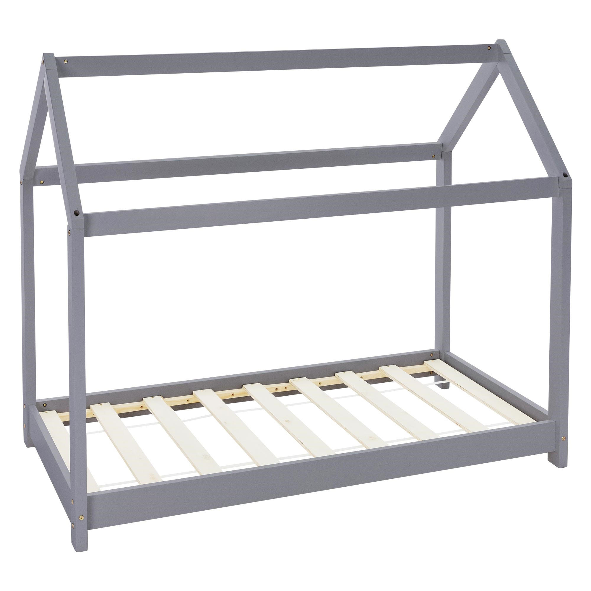 KINDERBETT mit Dach 70x140 cm Hellgrau - Hellgrau, Holz (70/140cm) - ML-DESIGN