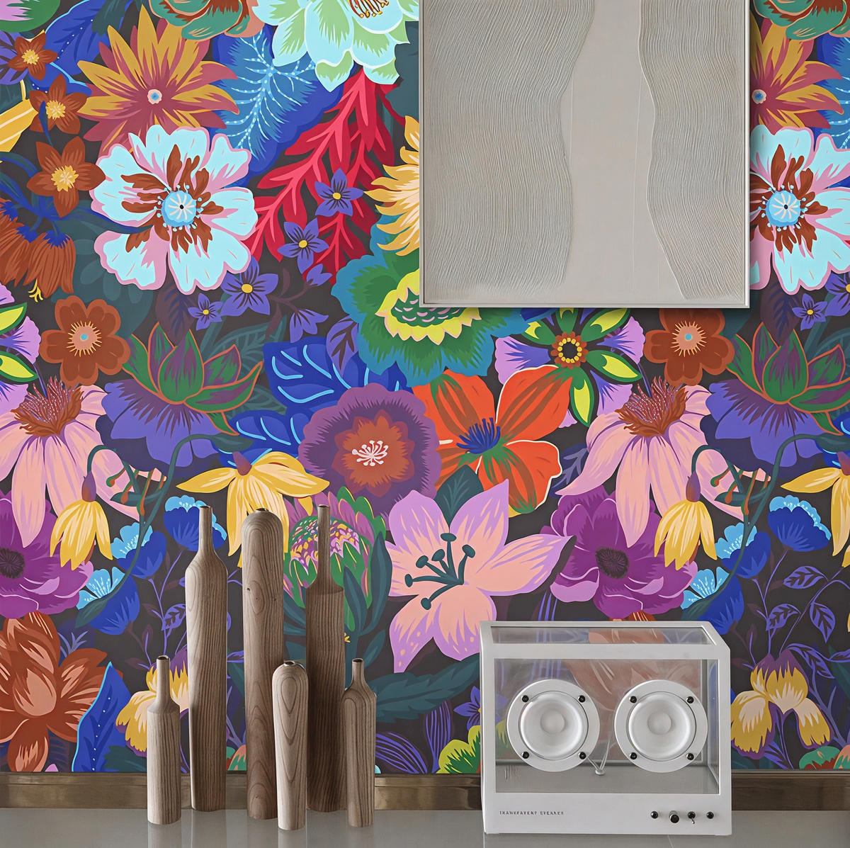 TAPETE Florale aus echtem Papier, 200x280cm, 8 Bögen - Multicolor, Papier (200/280cm) - WALLPAPERS4BEGINNERS