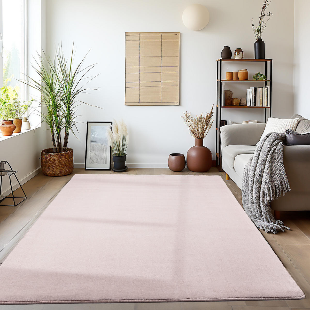 TEPPICH Kurzflor Uni-Farbe Microfaser Antirutsch Wohnzimmer waschbar Rosa Rechteckig 200x290 - Rosa, Textil (200/290cm) - KADIMA DESIGN