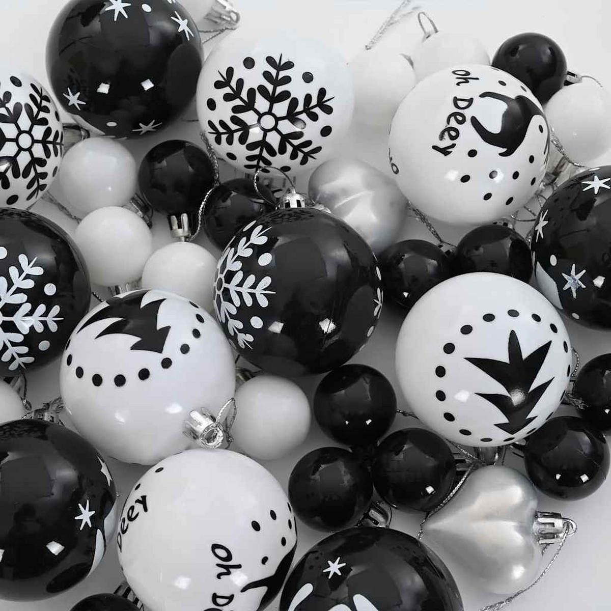 WEIHNACHTSKUGEL-SET 40 -teilig 6/6/6 cm Schwarz Kunststoff - Schwarz, Kunststoff (6/6/6cm) - vidaXL