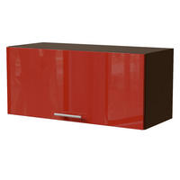 KLAPPHÄNGESCHRANK Brerra W4B/80 Lava / RAL 3002 karminrot Hochglanz 80 / 32,5 / 36cm mit Blum Aventos Klappenbeschlag - Dunkelgrau/Rot, Holz/Holzwerkstoff (80/36/32.5cm) - Feldmann-Wohnen