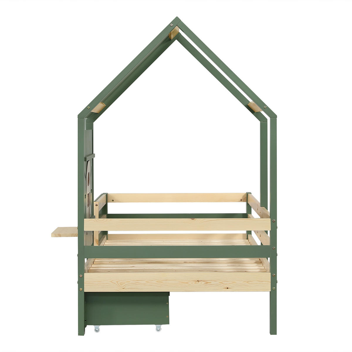 KINDERBETT 90/200 cm in Grün & Natur mit 2 Schubladen - Grün, Holz/Holzwerkstoff (90/200cm) - WISHDOR