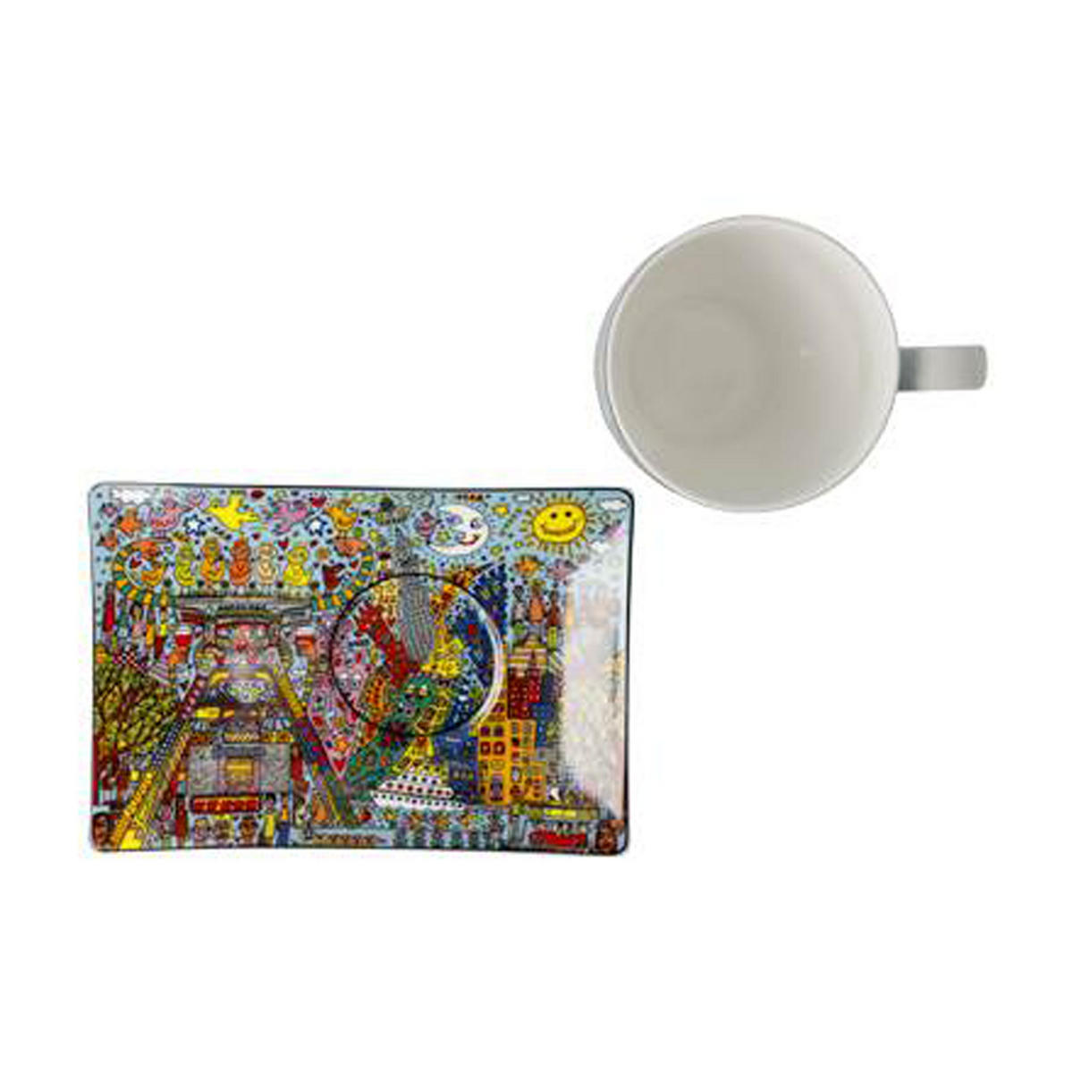 KÜNSTLERTASSE mit Untertasse Rizzi - Remenber those Cool Coal Days, Fine Bone China - Multicolor, Keramik (0.4L) - Goebel