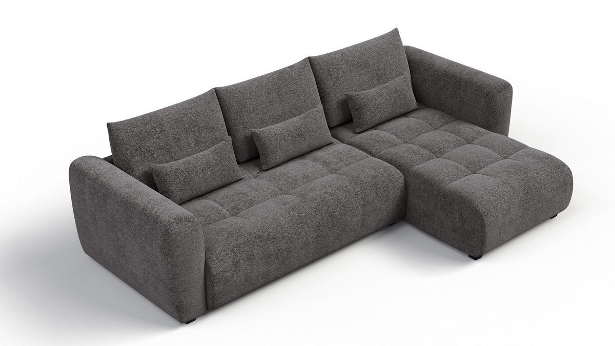 ECKSOFA SORENO 4-Sitzer, dunkelgrau - Dunkelgrau/Schwarz, Holz/Textil (293/171cm) - Courtois Laville