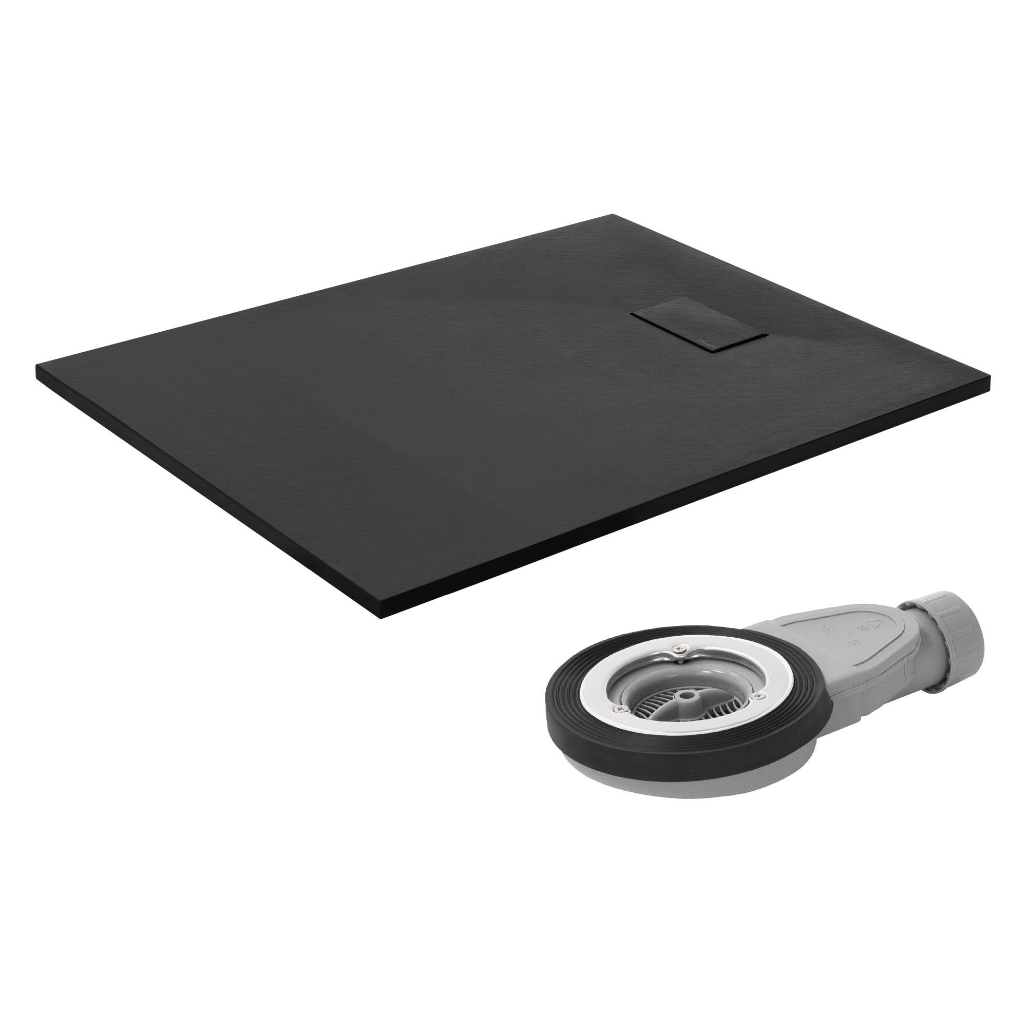 DUSCHWANNE 120x90 cm Schwarz mit Ablaufgarnitur aus SMC - Schwarz, Kunststoff (90/3/120cm) - LuxeBath
