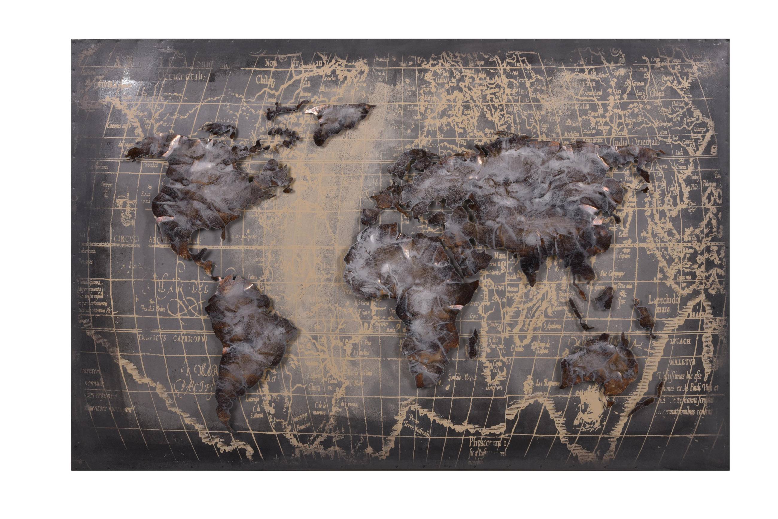 3D-METALLBILD Weltkarte Stahl Grau 5x80x120cm - Grau, Metall (80/5cm) - DELUKE