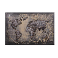 3D-METALLBILD Weltkarte Stahl Grau 5x80x120cm - Grau, Metall (80/5cm) - DELUKE