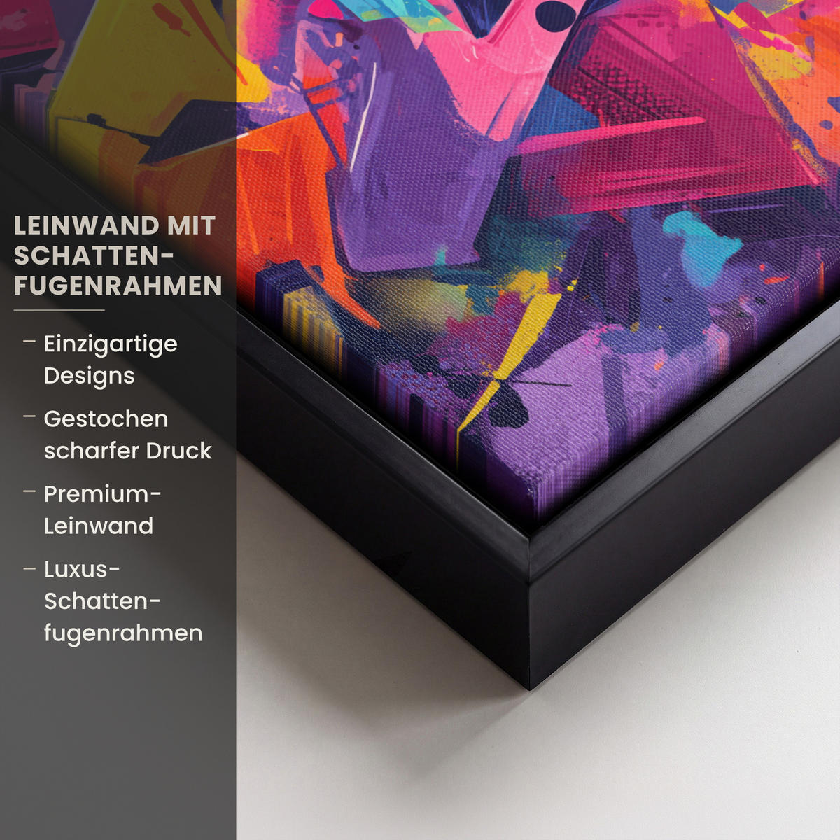 LEINWAND Bilder mit Rahmen - Abstrakt - Formen - Farbenfroh - 40x30 - Magenta, Textil (40/30cm) - MuchoWow