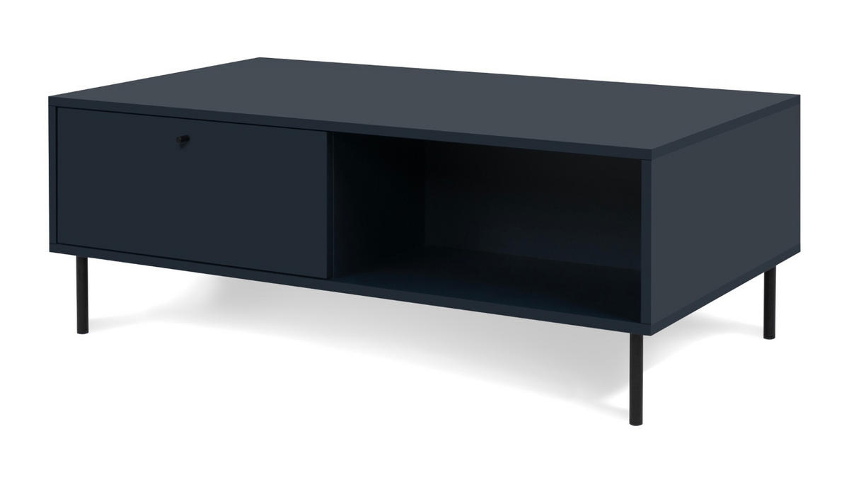 COUCHTISCH blau 110 cm, Wohnzimmertisch mit Stauraum - Blau/Schwarz, Holzwerkstoff/Metall (110/60/40cm) - Furn.Design