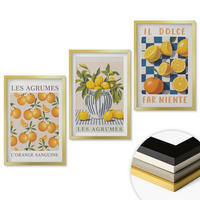 WANDBILDER 3er Set - 40x60 cm Goldrahmen - Retro gelbe Zitrusfrüchte - Goldfarben, Kunststoff (40/60cm) - ArtPrintCave