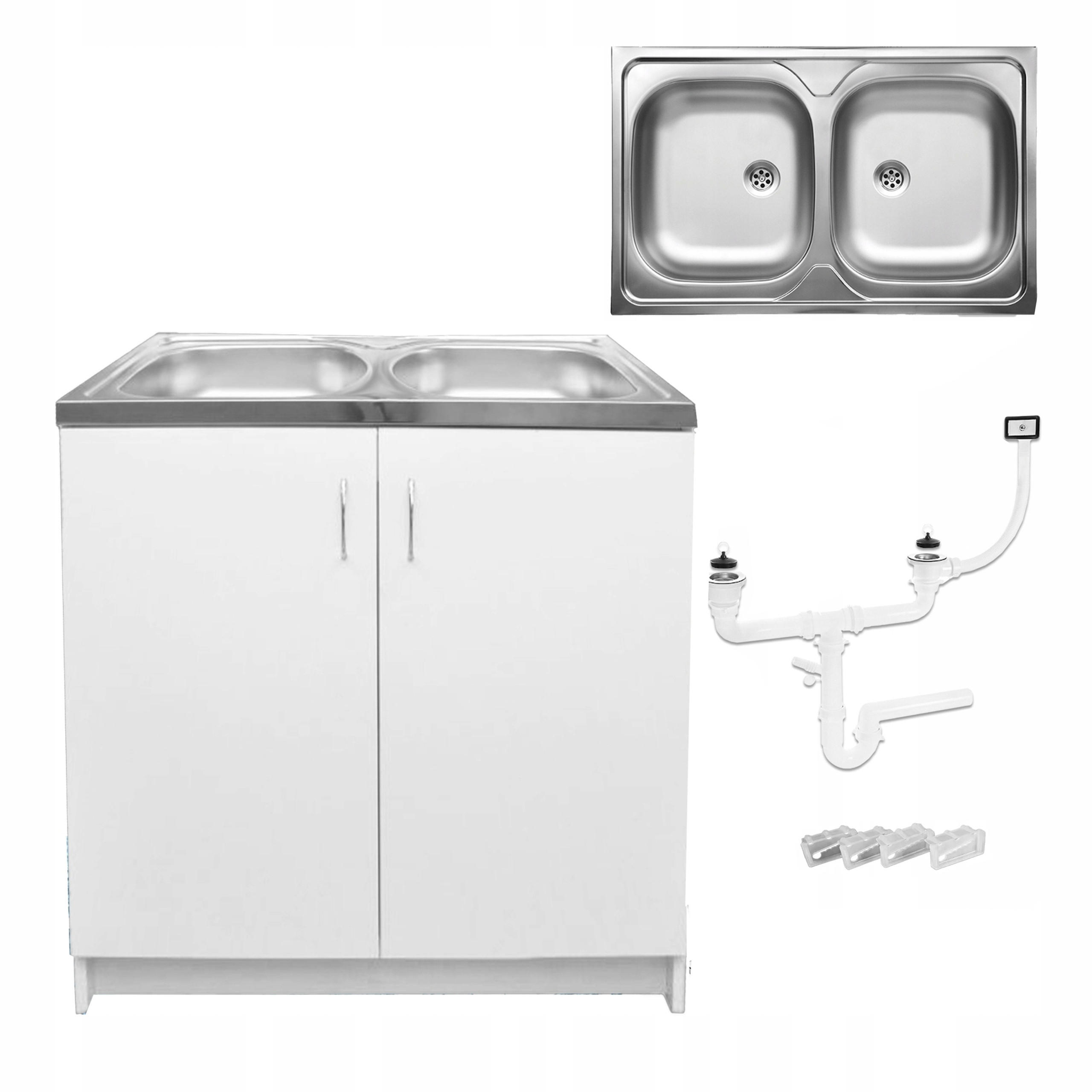 SPÜLUNTERSCHRANK 80cm mit Spüle + Armatur weiß - Weiß, Holzwerkstoff (80/81/46cm) - Stamar