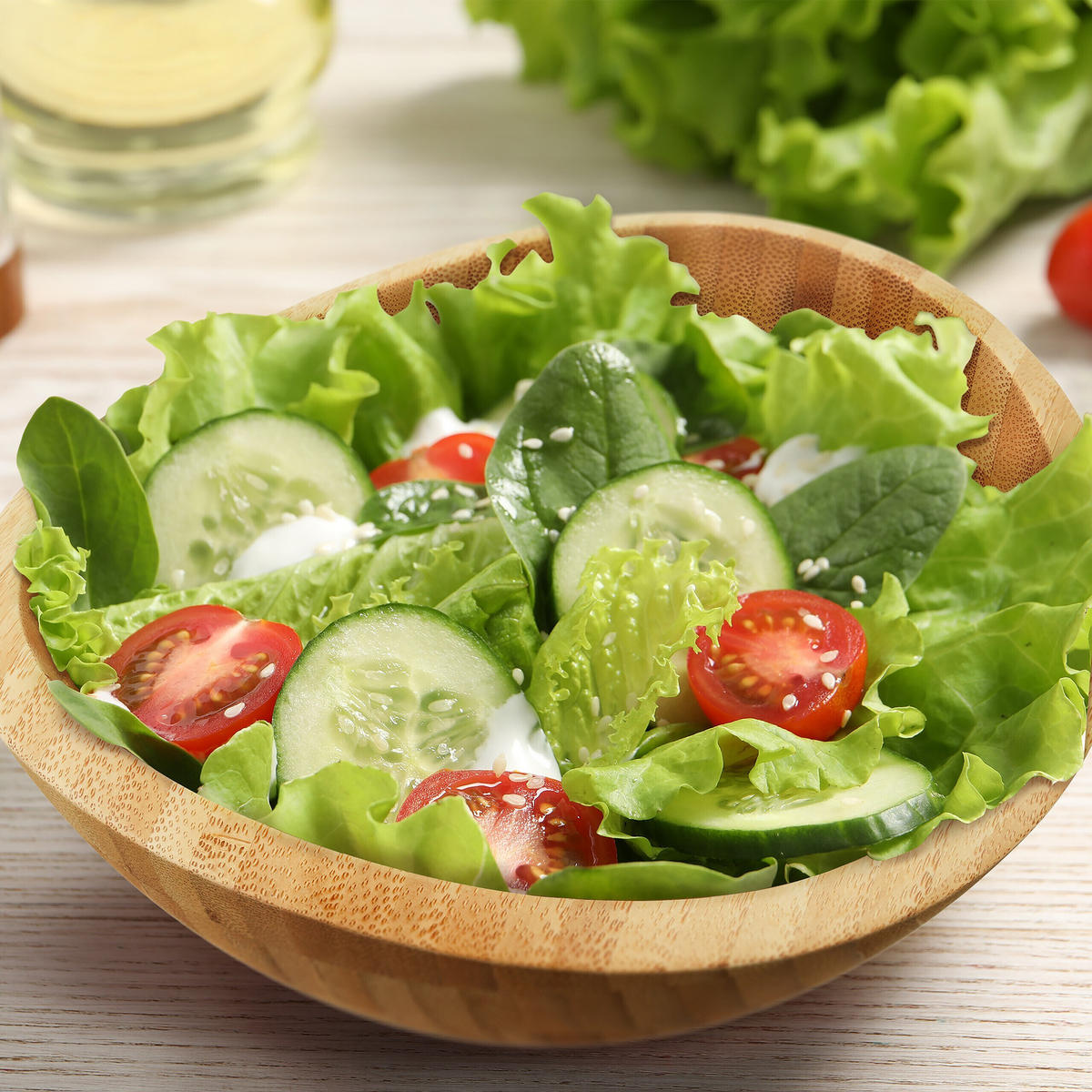 SALATSCHÜSSEL - Hellbraun, Holz (18/20/8cm) - Relaxdays