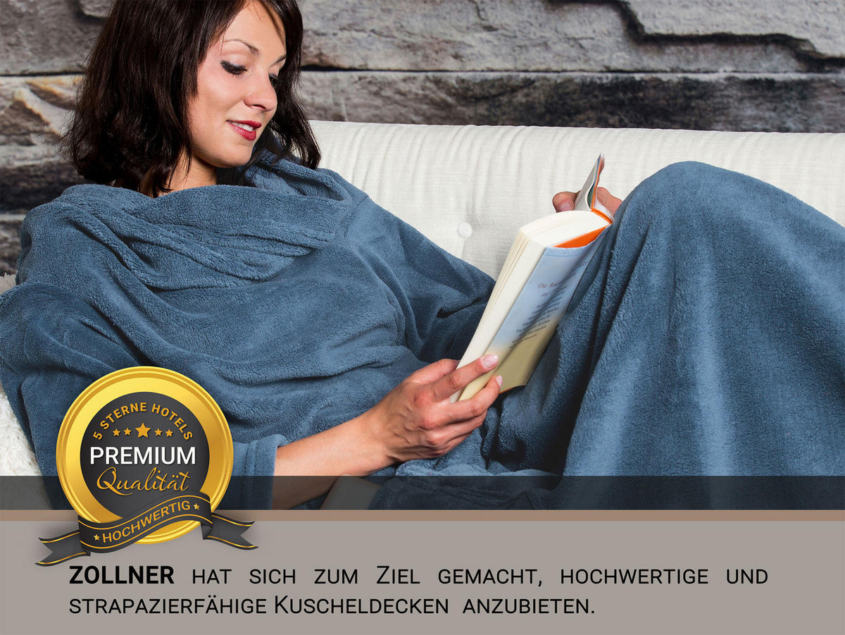 KUSCHELDECKE, 170x200 cm, 100% Polyester, Blau - Blaugrau, Textil (170/200cm) - Zollner