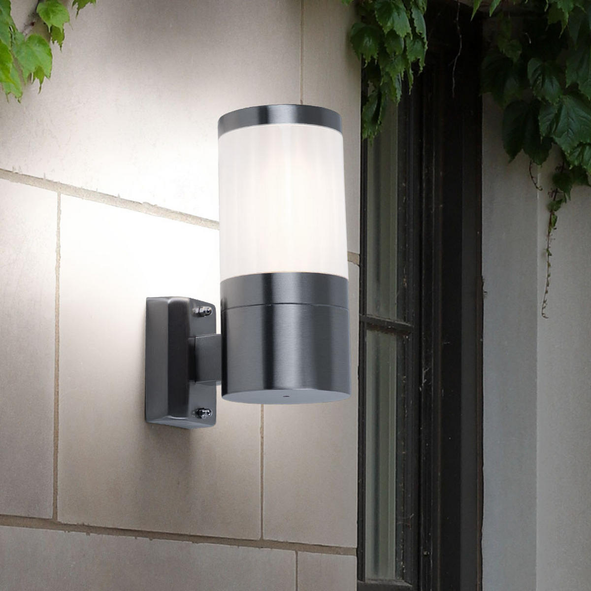 LED AUSSENLEUCHTE Edelstahl Silber - Silberfarben, Metall (15.5/15.5/24cm) - Globo Lighting