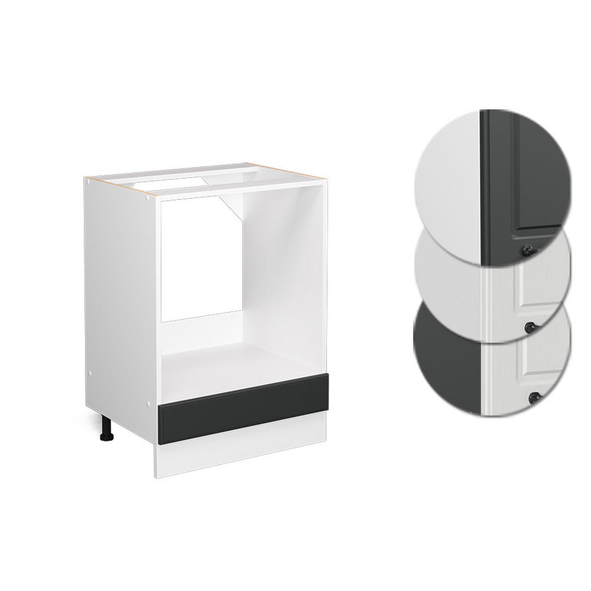 HERDUMBAUSCHRANK R-Line Anthrazit Landhaus 60 cm, AP Anthrazit - Anthrazit/Weiß, Holzwerkstoff (60/81.6/60cm) - Vicco