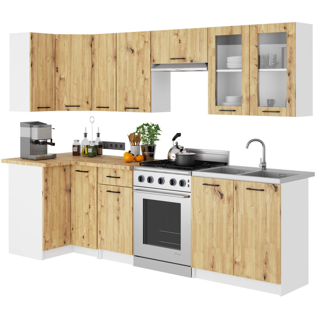 HÄNGESCHRANK Weiß, Eiche Artisan 72/80/30,5 - Weiß/Eiche Artisan, Holzwerkstoff (80/72/30cm) - RAUMHIRSCH FURNITURE