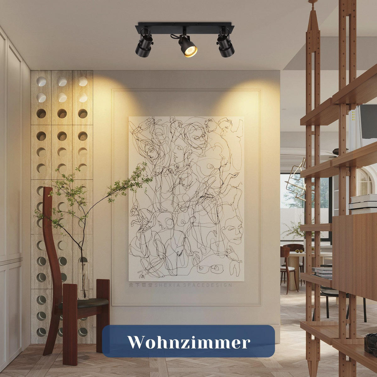 DECKENLEUCHTE Brilon 42/7/10.5cm - Schwarz, Metall (42/7/10.5cm) - Nettlife