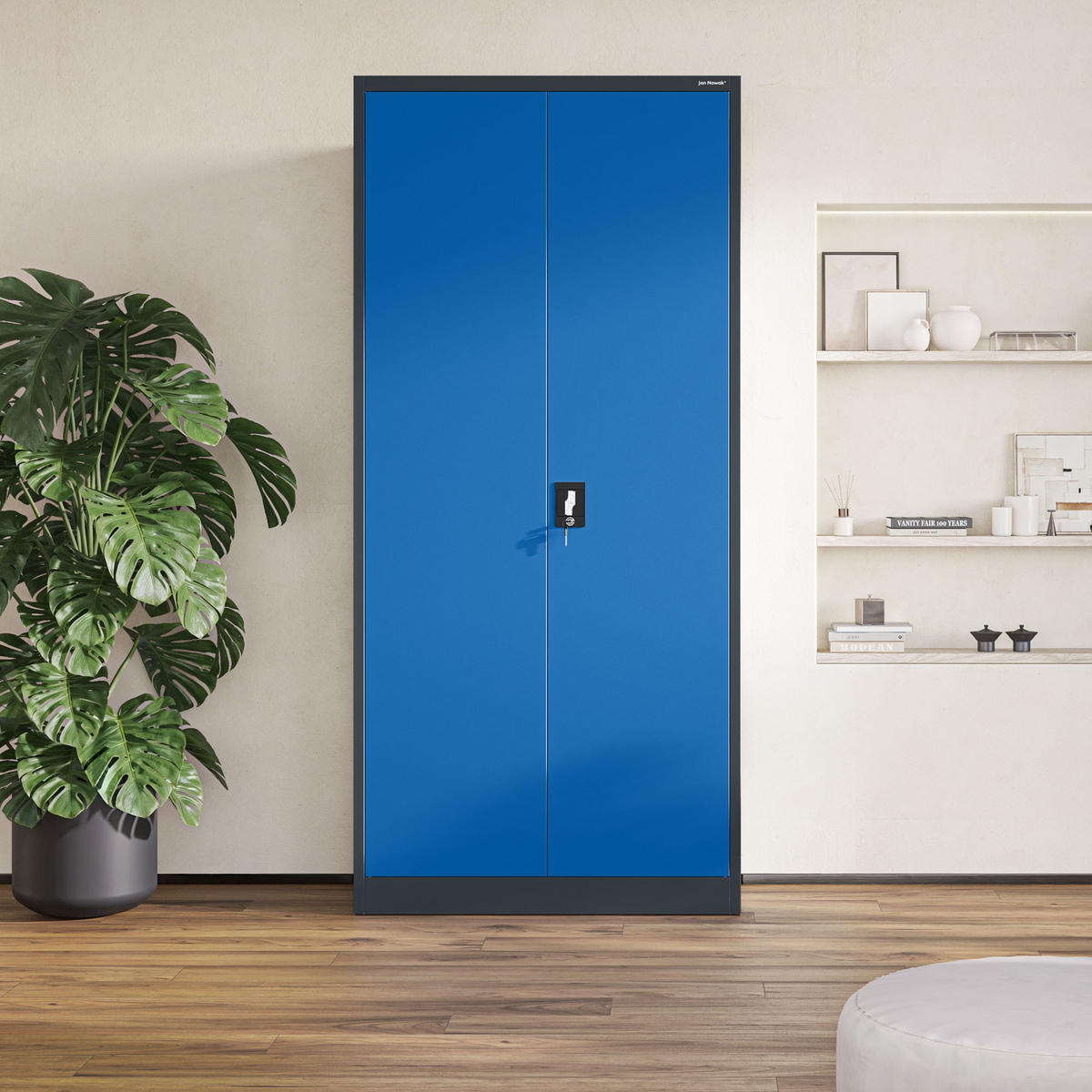 AKTENSCHRANK JAN H - Blau/Anthrazit, Metall (90/195/40cm) - Jan Nowak