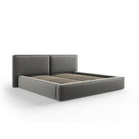 BETT mit Bettkasten und Kopfteil Jodie aus Samt hellgrau 200x200cm - Hellgrau, Textil (200/200cm) - Micadoni