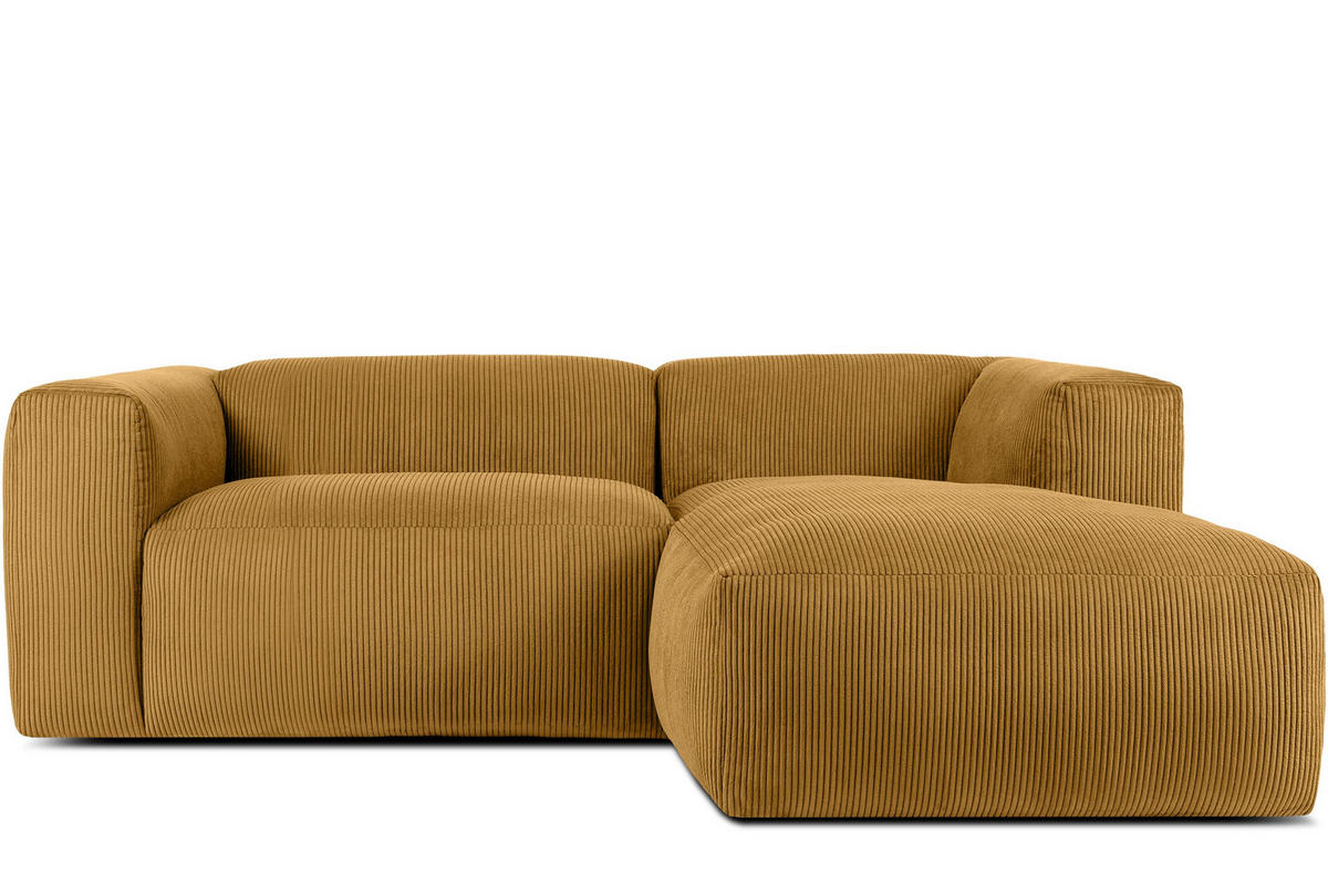 ECKMODULSOFA-RECHTS BUFFO 3/4 Sitzer mit extrem weicher Sitzfläche, Kordstoff, gelb - Gelb, Textil (237/180cm) - KONSIMO®