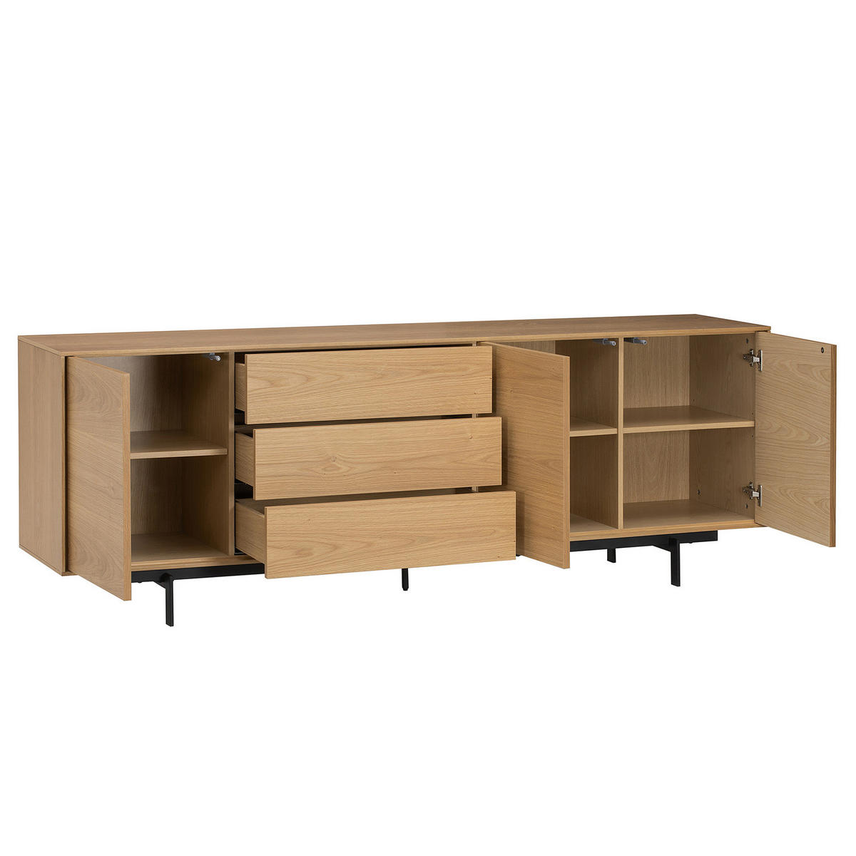 FURNIERTES SIDEBOARD - Eichefarben, Holzwerkstoff/Metall (209/72/45cm) - home24