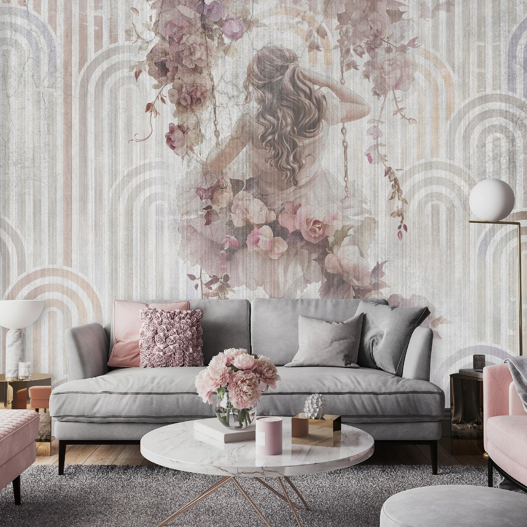 FOTOTAPETE Frau Vintage Grau 312x219 cm - Multicolor, Papier (312/219cm) - Wallarena