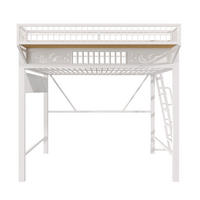 HOCHBETT 140/200 cm mit Metallgestell Weiß, Staufächern und offener Unterseite - Weiß, Metall