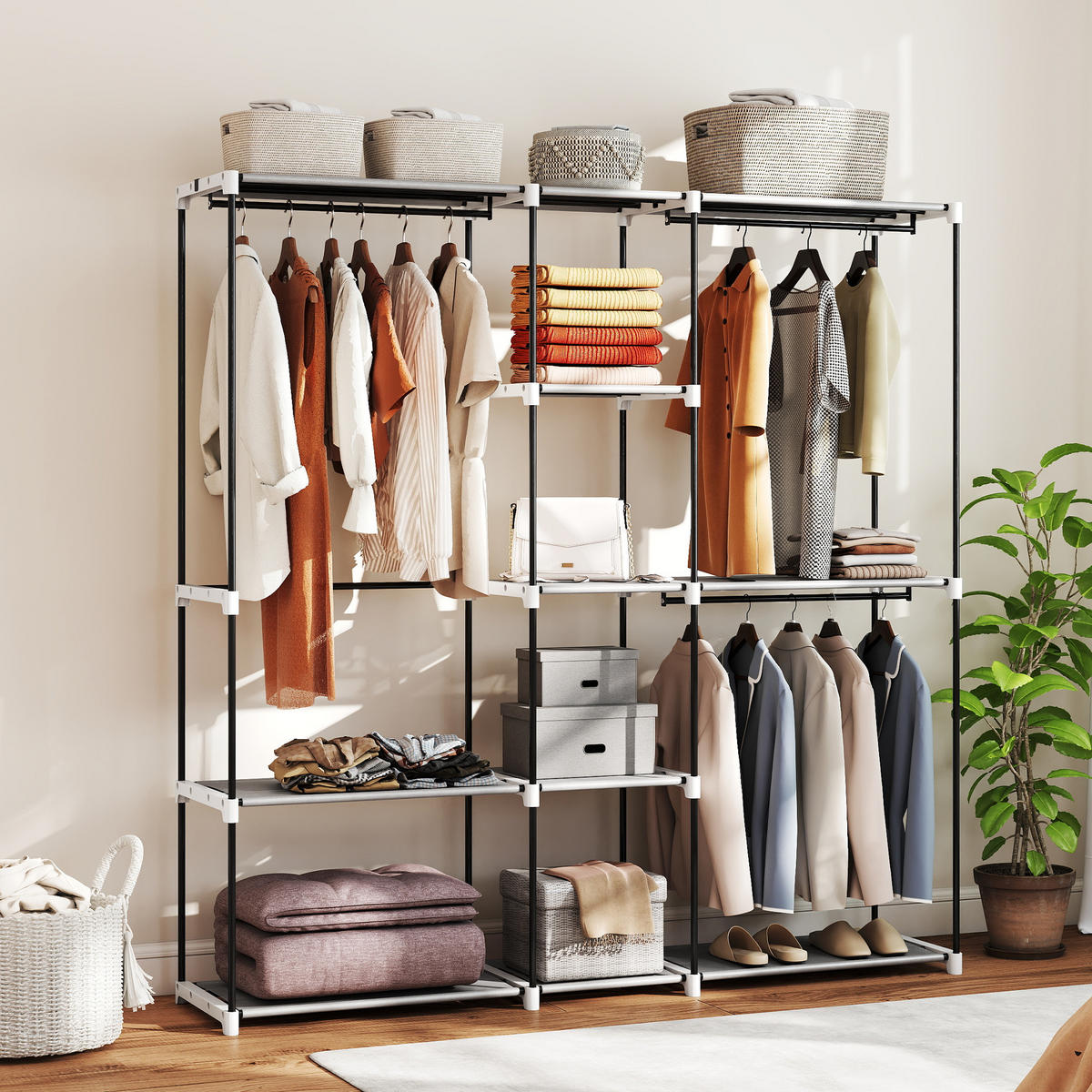 KLEIDERSCHRANK Grau 1 Stück - Grau, Metall (43/185/182cm) - GiPP