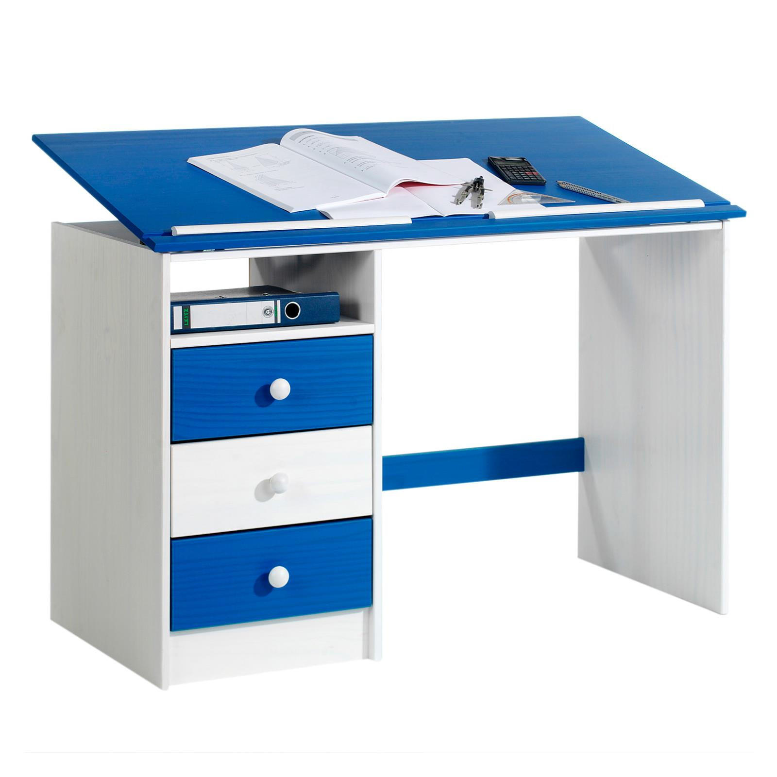 KINDERSCHREIBTISCH KEVIN - Blau/Weiß, Holz (115/73/60cm) - IDIMEX