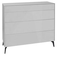 KOMMODE Elfi 121x42x104 Hochglanz Kreidegrau/Glas Kreidegrau - Hellgrau, Holzwerkstoff (121/104/42cm) - 58aufmkessel
