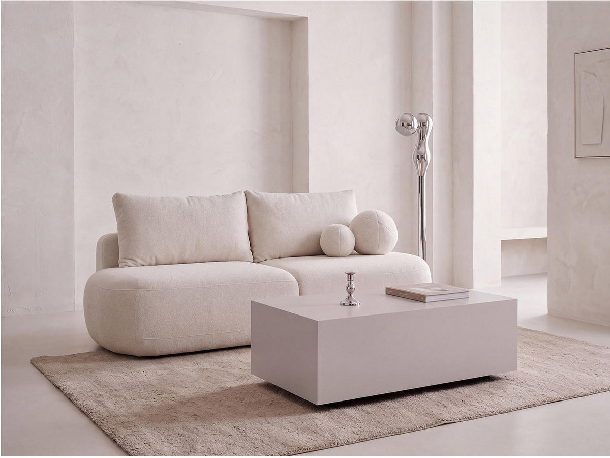 COUCHTISCH Noma Rechteckig in Kaschmir, Blockform mit versteckten Rollen 90/55/28 cm - Kaschmir/Beige, Holzwerkstoff (55/90/28cm) - WFL GROUP