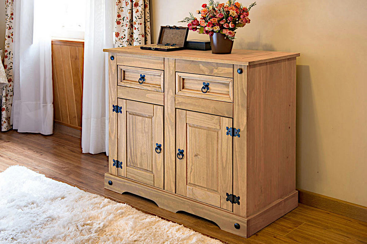 SIDEBOARD MEXICO - Beige/Naturfarben, Holz (92/84/44cm) - SAM