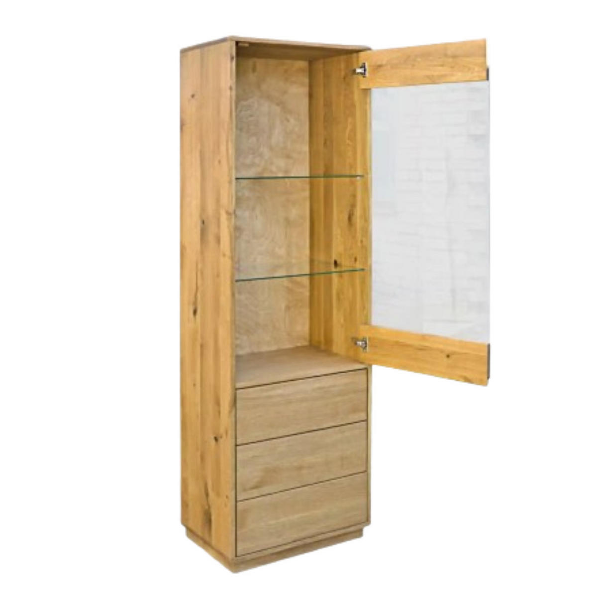 EICHEN-VITRINE mit Glasfront, Säule für das Wohnzimmer CORA - Eichefarben, Holz (60/190/40cm) - Rawood Furniture